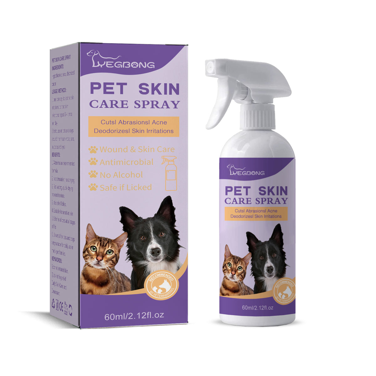 Yegbong Pet Skin Spray - Relieves Itching and Removes Mites from Dogs and Cats (Cleansing and Care Spray)